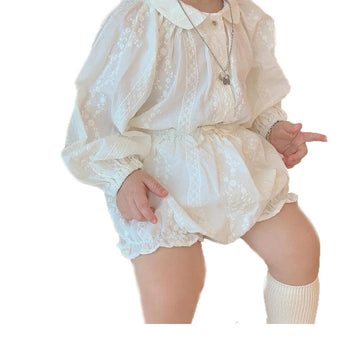 2024 Baby Clothing White Long Sleeve T Shirt Tops And Bloomer Shorts 2pcs Princess Girls Clothes Set Fashion Toddler Girls Sets