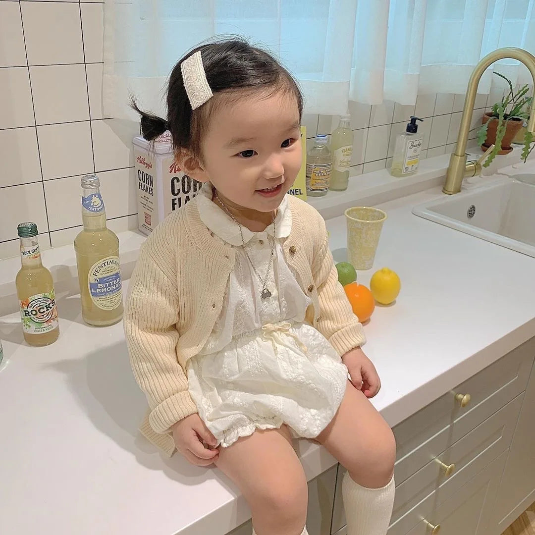 2024 Baby Clothing White Long Sleeve T Shirt Tops And Bloomer Shorts 2pcs Princess Girls Clothes Set Fashion Toddler Girls Sets