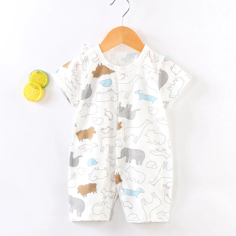 Newborn Baby Clothing Boy Girl Baby Clothes Items Cotton Bodysuit Summer Short Sleeve Romper Infant Toddler Sleepwear