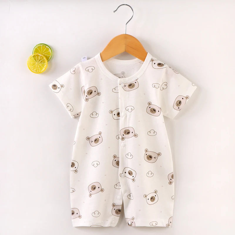 Newborn Baby Clothing Boy Girl Baby Clothes Items Cotton Bodysuit Summer Short Sleeve Romper Infant Toddler Sleepwear