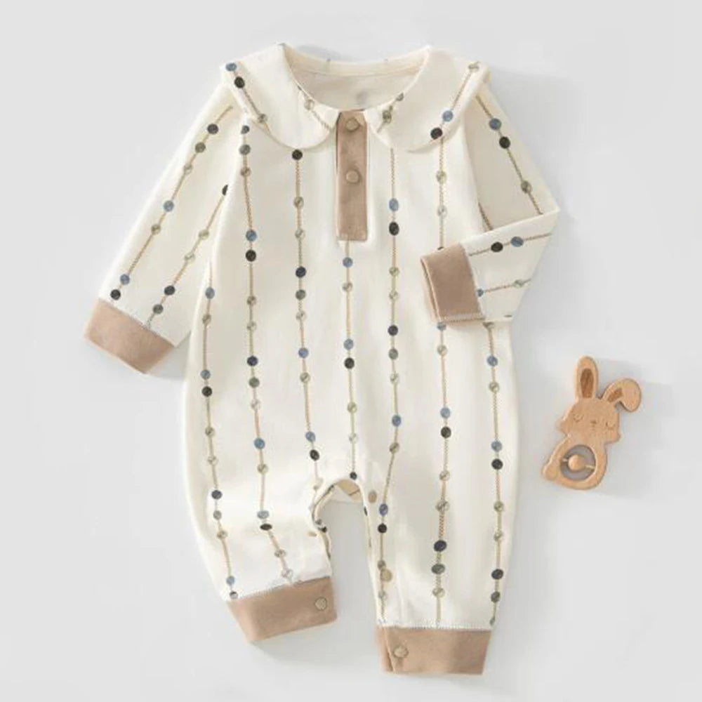 Baby Boy Clothing 100% Cotton Spring Autumn Winter Baby Rompers Long Sleeve Turn-Down Collar Infant Newborn Baby Boy Jumpsuits