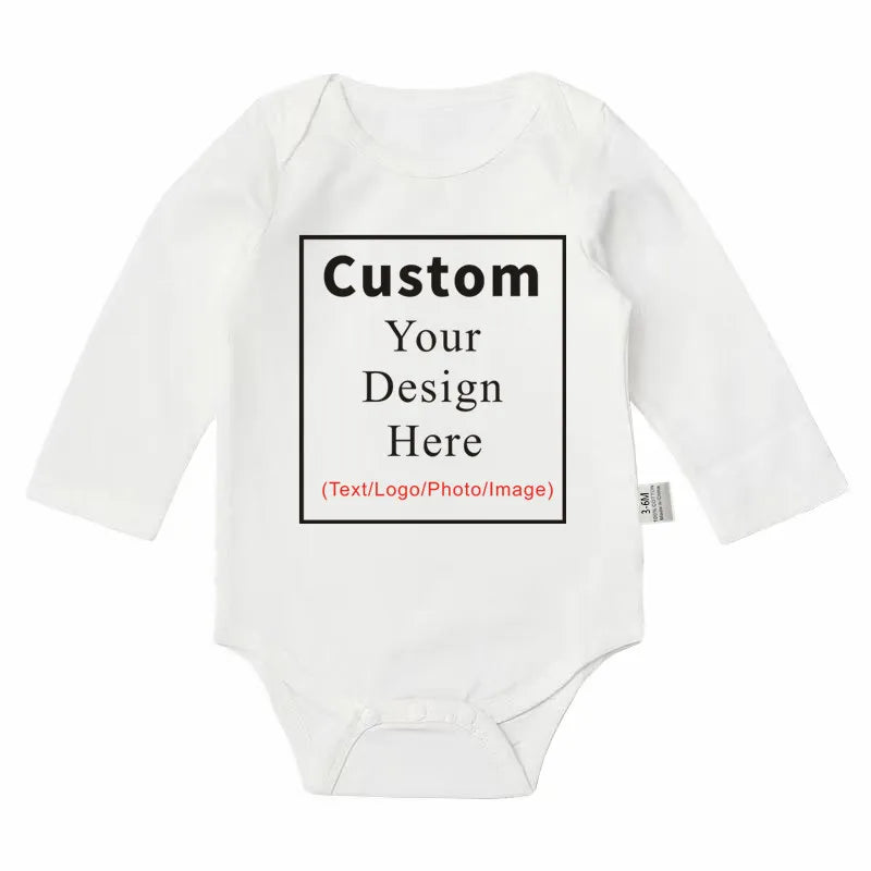 Custom Baby Clothing 100% Cotton Bodysuit Print Your Design Logo Photo Text Customized Neborn Toddler One-Pieces