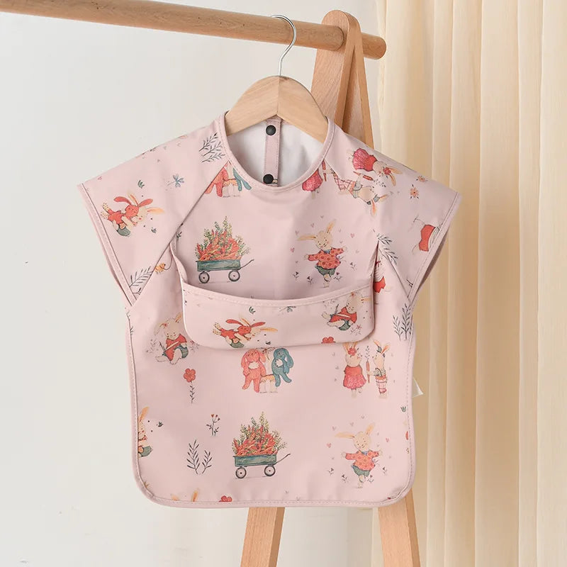 Newborn Baby Bibs Blouse Waterproof No-sleeved Reverse Dressing Infant Eating Clothes Apron Bib Protective Clothing