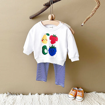 Toddler Baby Boy Clothes Infant Outfit Sets Spring Autumn Fruit Print Long Sleeve Sweatshirt Top+Pants Children Clothing 0-3Y