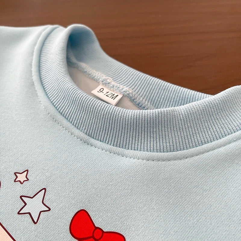 Baby Girls 2Pcs Clothing Set Autumn Winter Long Sleeve Cartoon Sweatshirt + Pants Toddler Kids Fleece Warm Tracksuit Outfit