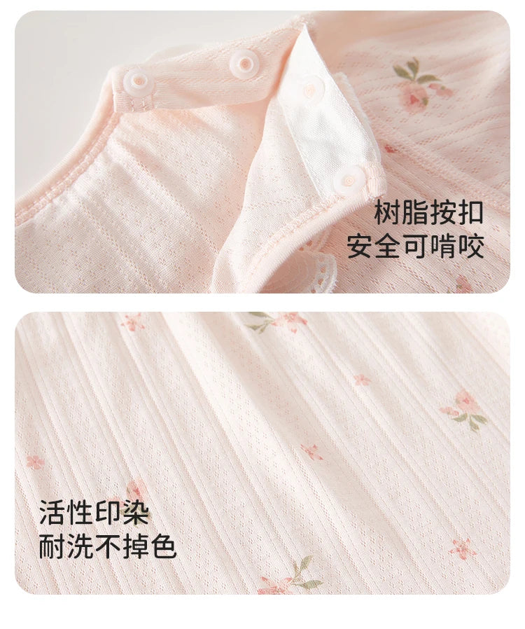 Baby Clothes Summer Outfit for Girls, Class A, 6-12 Months, Infant Air-Conditioning Clothing, Two-Piece Set, Summer Thin Style, Fiber 80