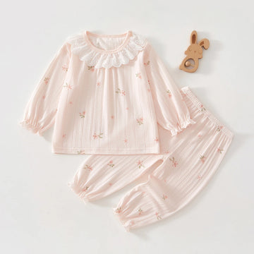 Baby Clothes Summer Outfit for Girls, Class A, 6-12 Months, Infant Air-Conditioning Clothing, Two-Piece Set, Summer Thin Style, Fiber 80