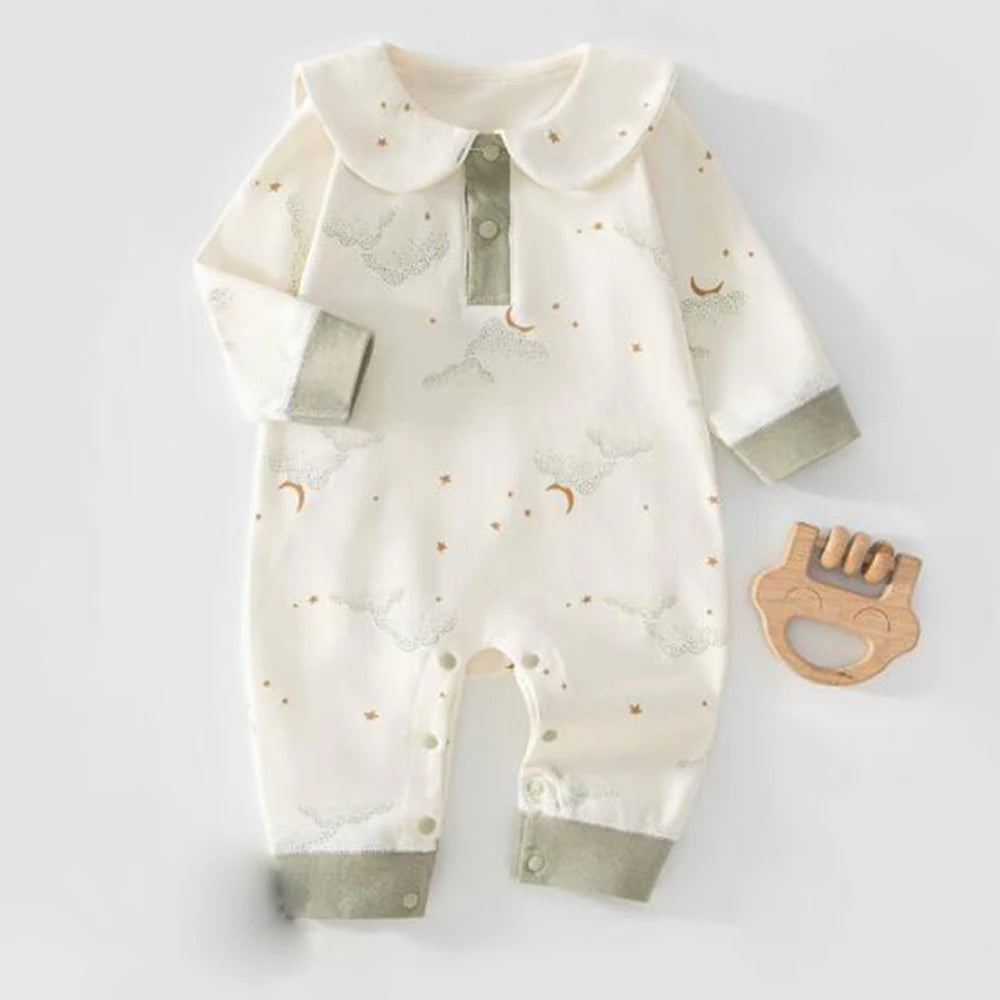 Baby Boy Clothing 100% Cotton Spring Autumn Winter Baby Rompers Long Sleeve Turn-Down Collar Infant Newborn Baby Boy Jumpsuits