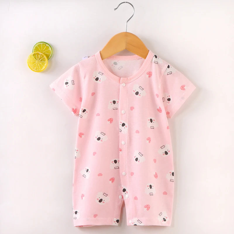 Newborn Baby Clothing Boy Girl Baby Clothes Items Cotton Bodysuit Summer Short Sleeve Romper Infant Toddler Sleepwear