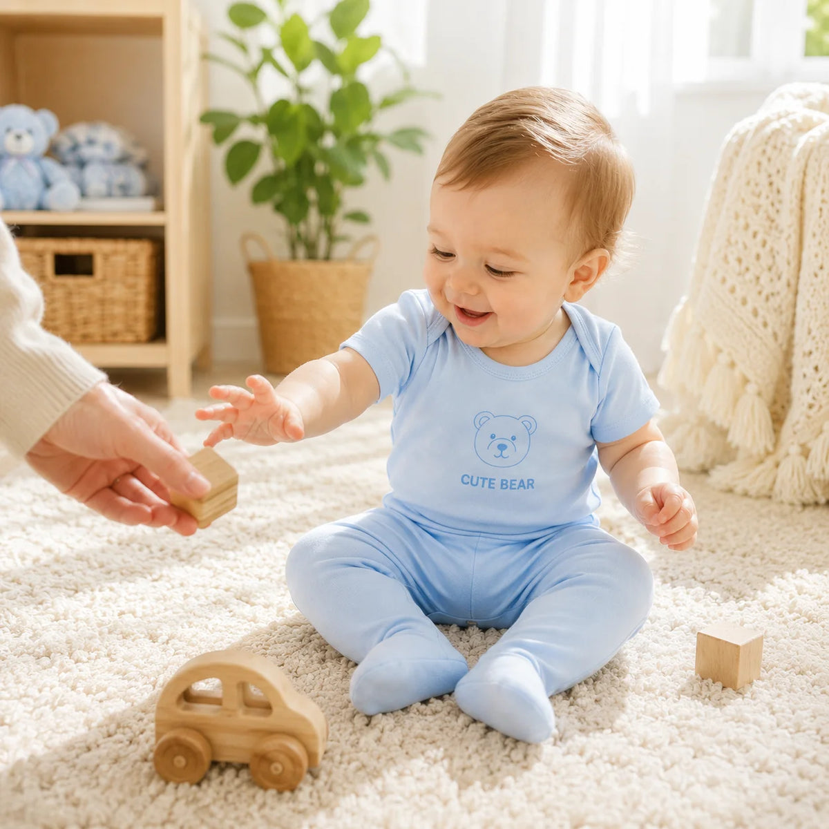 Newborn Baby Boy Clothes 6Pcs Set Infant Bodysuits Romper Pants Bib Hat Soft Baby Clothing Outfit Newborn Essentials 0-12M
