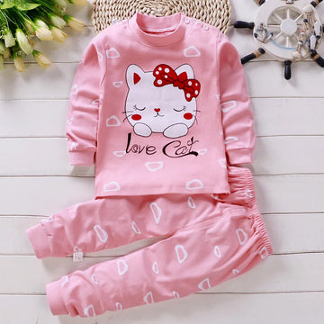 0-5-Year-Old Baby Clothing Pure Cotton Long Sleeved Boys' Home Clothing Pure Cotton Girl Baby T-Shirt Long Pants Pajama Set