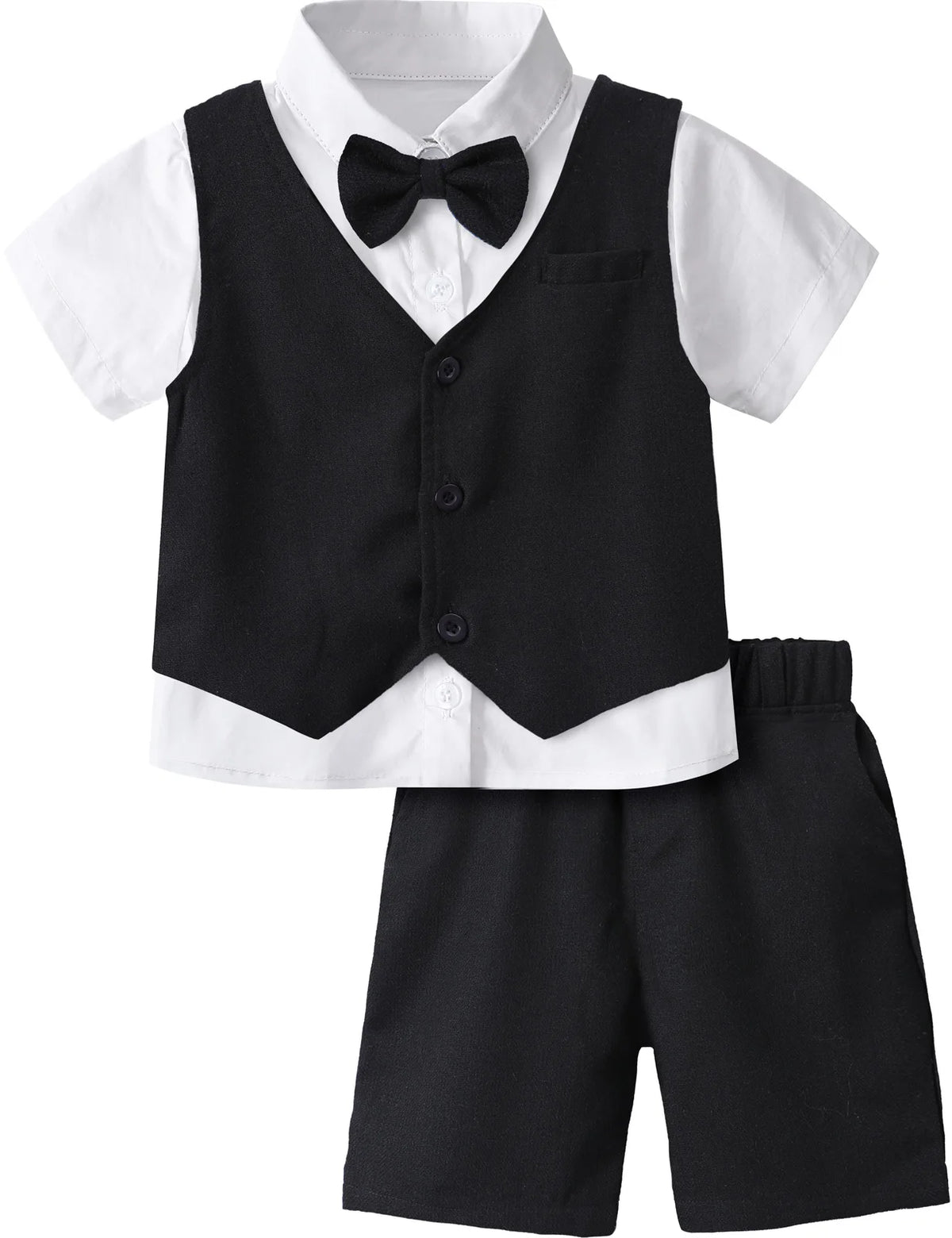 Baby Boy Clothes Toddler Wedding Suit Set Kids Birthday Party Outfit Gemtleman Formal Short Sleeve Cotton Clothing Set 3PCS