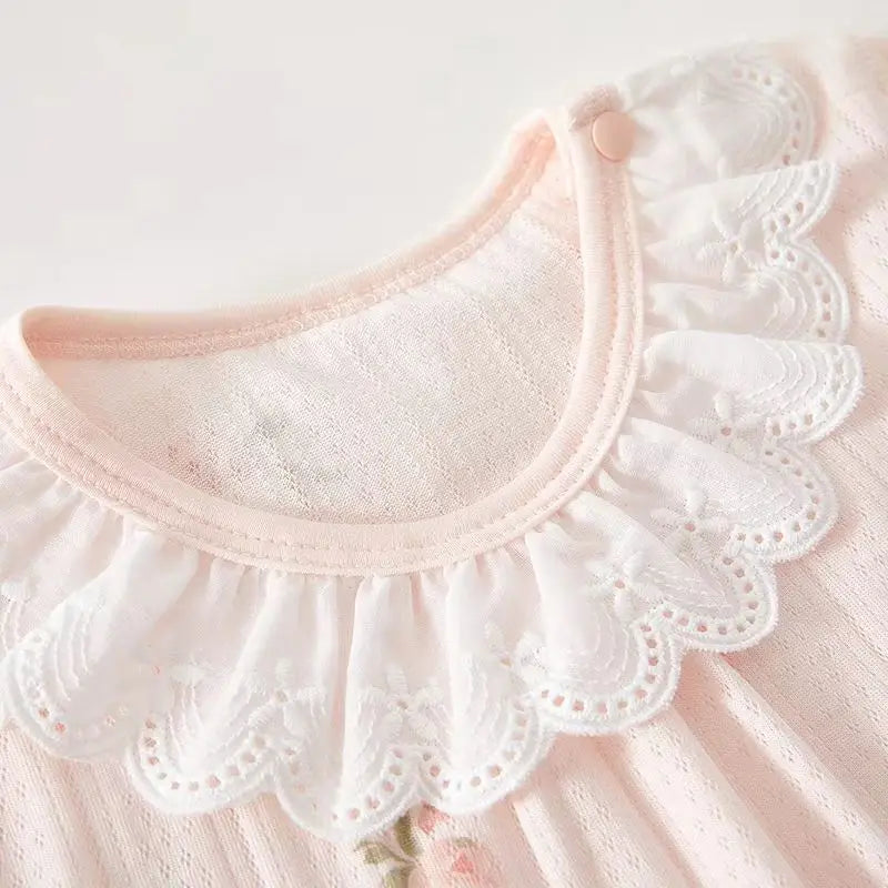 Baby Clothes Summer Outfit for Girls, Class A, 6-12 Months, Infant Air-Conditioning Clothing, Two-Piece Set, Summer Thin Style, Fiber 80