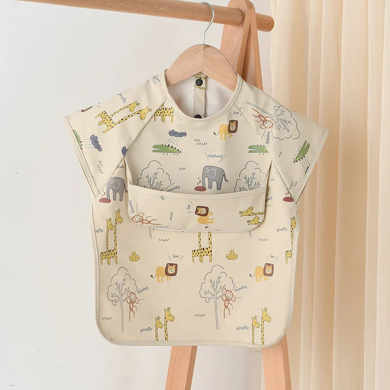Newborn Baby Bibs Blouse Waterproof No-sleeved Reverse Dressing Infant Eating Clothes Apron Bib Protective Clothing
