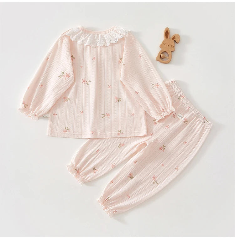 Baby Clothes Summer Outfit for Girls, Class A, 6-12 Months, Infant Air-Conditioning Clothing, Two-Piece Set, Summer Thin Style, Fiber 80