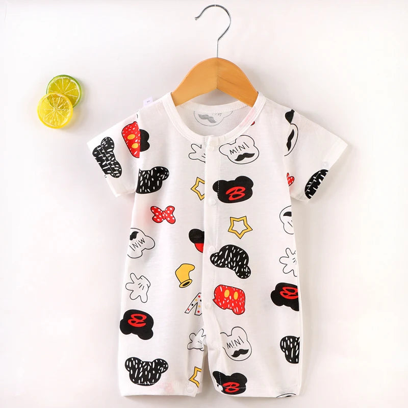 Newborn Baby Clothing Boy Girl Baby Clothes Items Cotton Bodysuit Summer Short Sleeve Romper Infant Toddler Sleepwear